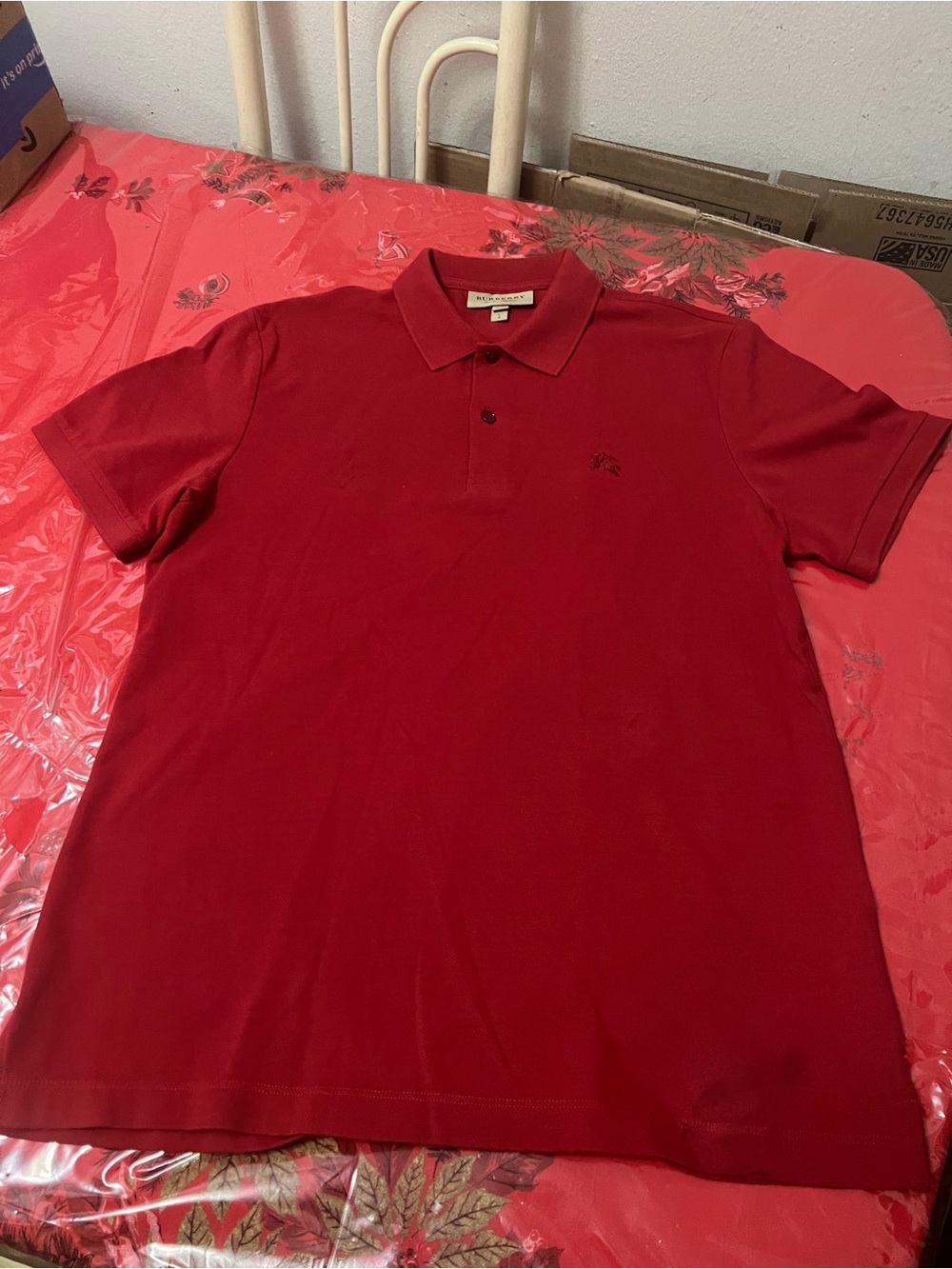 Burberry Men’s Classic Pique Red Cotton Polo Shirt Men’s Size Large